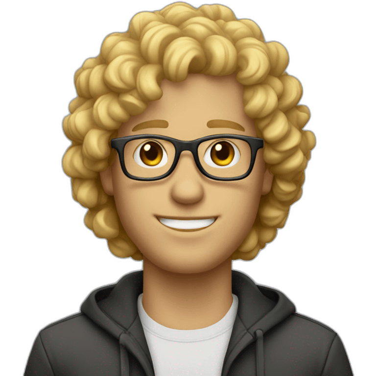 Blond man golden curly hair and glasses emoji