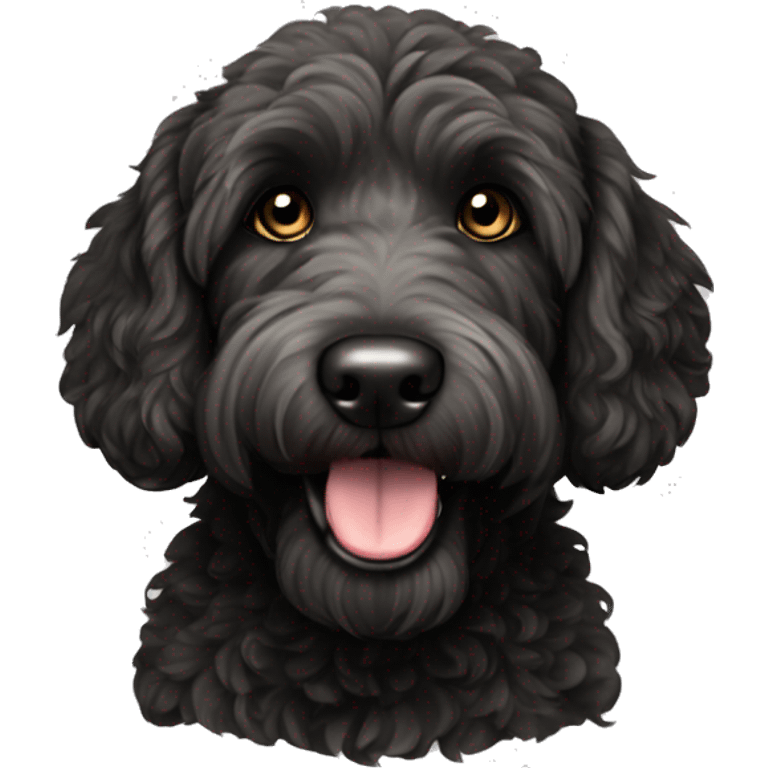 Black goldendoodle dog emoji