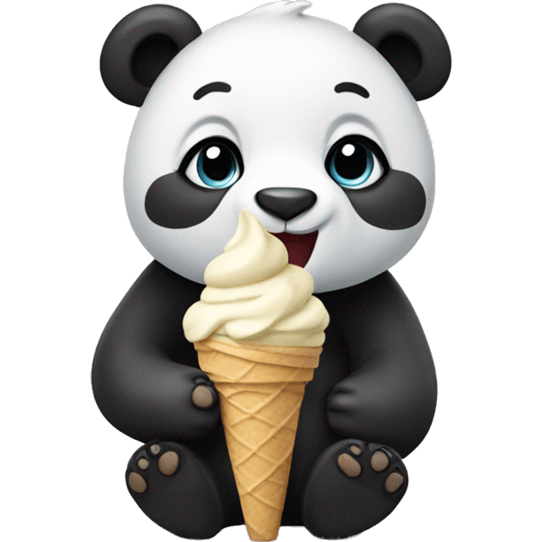 Panda eating ice cream emoji