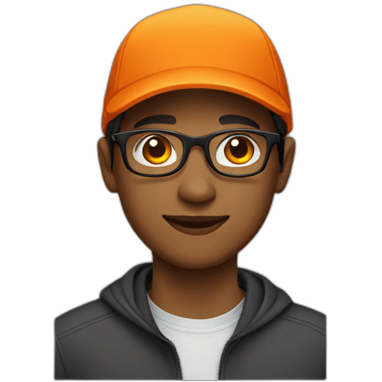 young man in glasses with an orange cap emoji