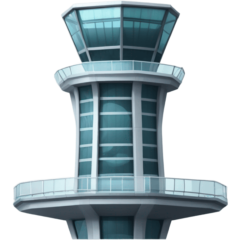 An air traffic control tower stands tall, its sleek, high-tech design featuring glass panels that reflect. common shape and design emoji