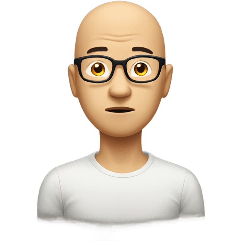  a bald Asian man, in glasses, very confused. thinking deeply emoji