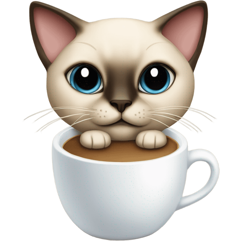 Siamese cat with coffe cup emoji