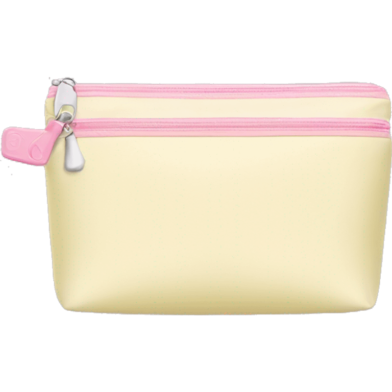 light yellow cosmetic bag rectangle shaped with a light pink zipper emoji