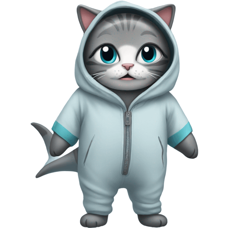 Cat wearing shark sleep suit  emoji