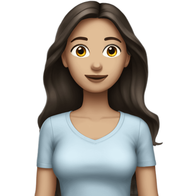 Brunette girl, outfit sky emoji