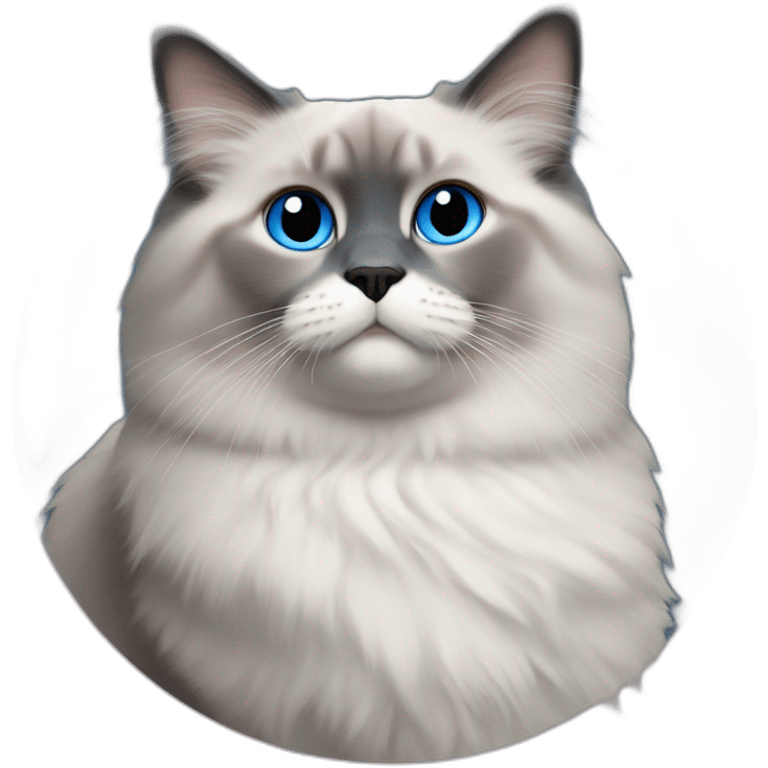 Blue mitted ragdoll with Pepsi emoji