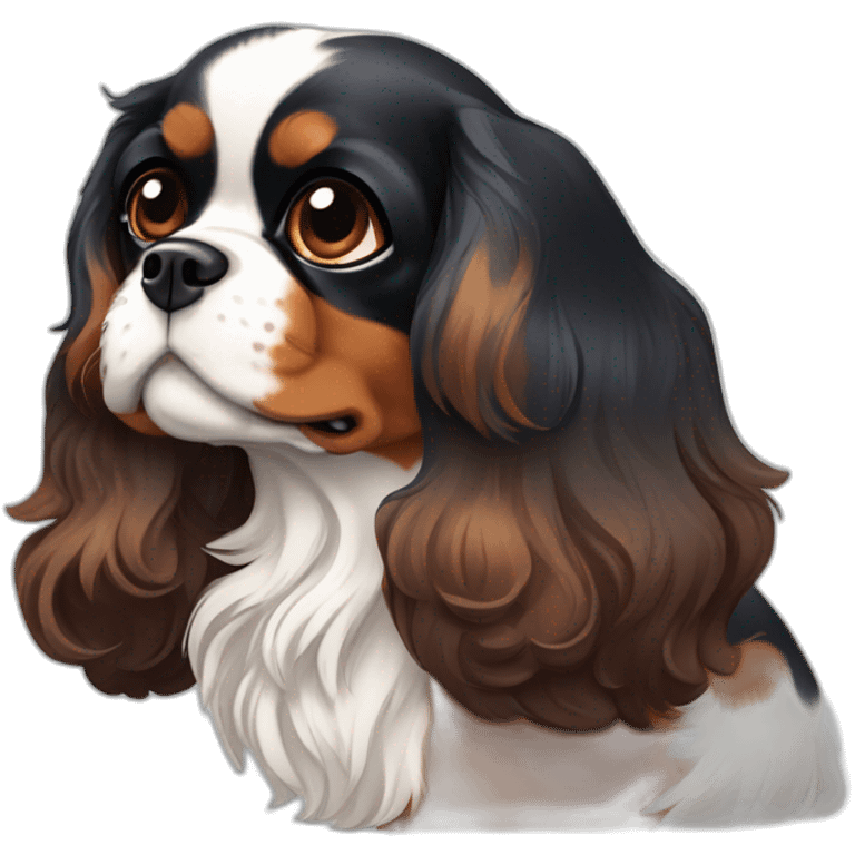 Tri-color Cavalier King Charles spaniel emoji