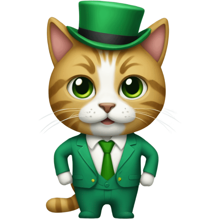 a cat manger in green suit  emoji