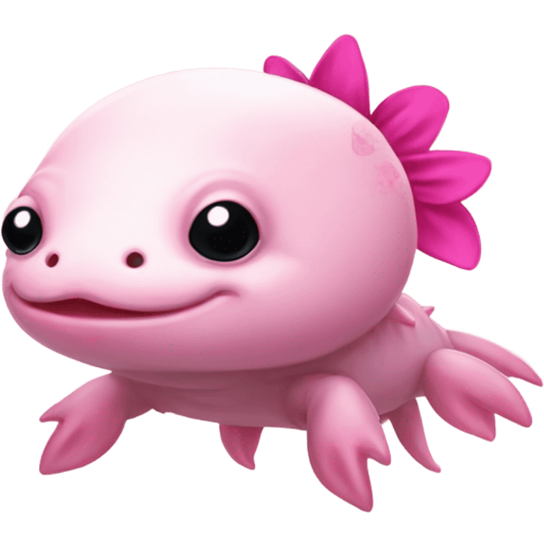 axolotl with pink bows on its head emoji