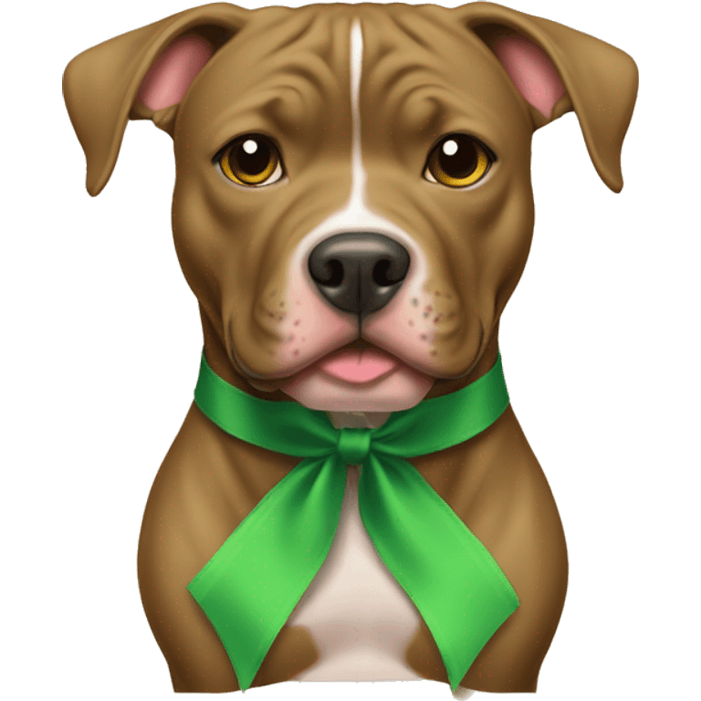 Green ribbon on tan Pitbull just head no body emoji