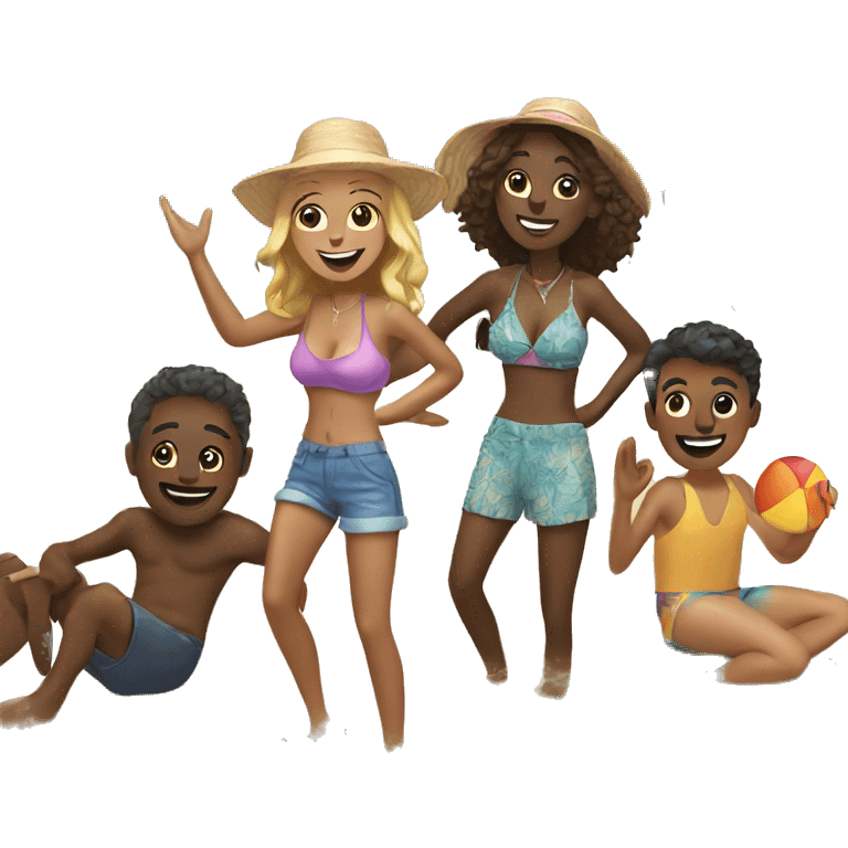 friends having fun at the beach  emoji