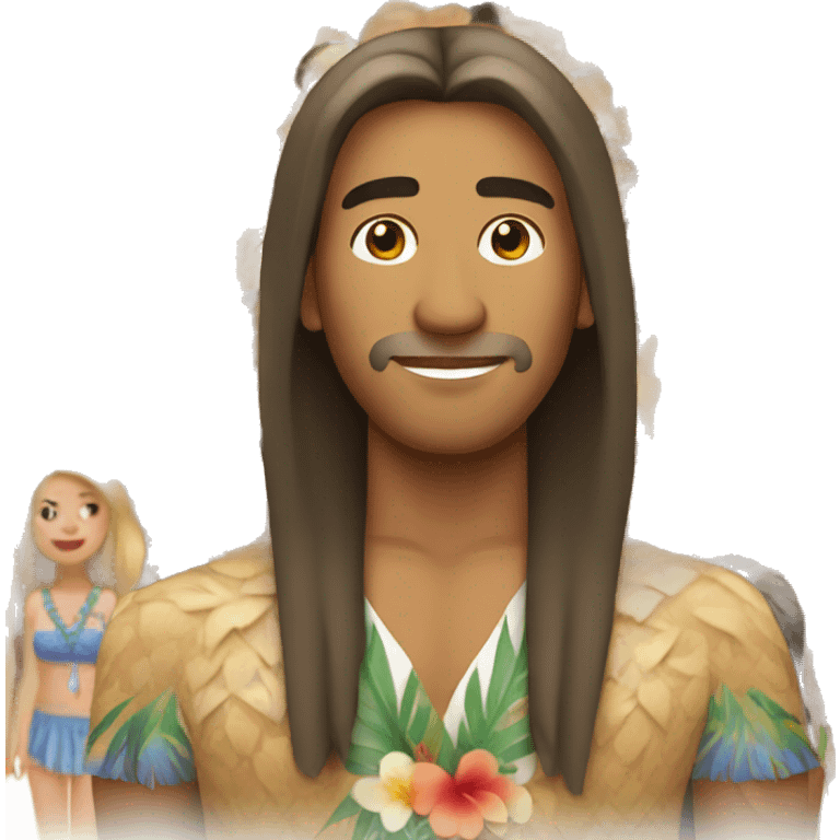 hawaiian man with long straight hair emoji