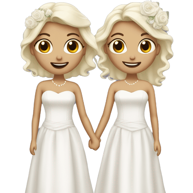 Two pale brides getting married emoji