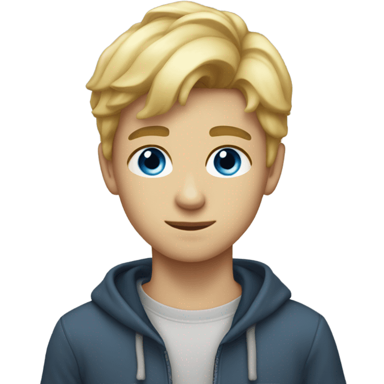 17 years old boy, blond hair, blu gray eyes emoji