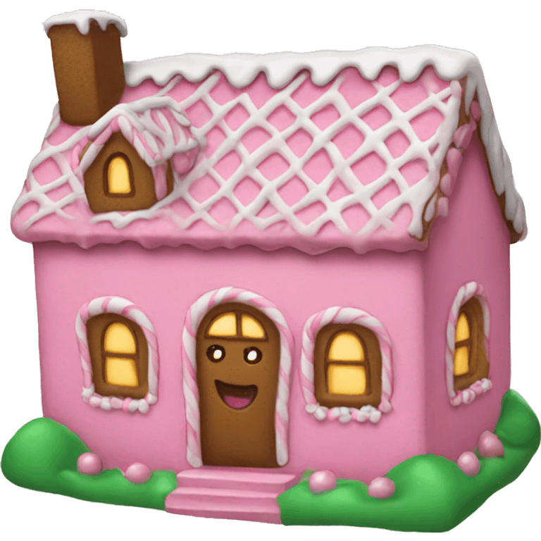 A pink gingerbread house emoji