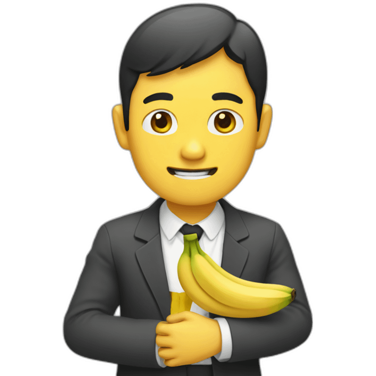 Asian man with banana hands emoji