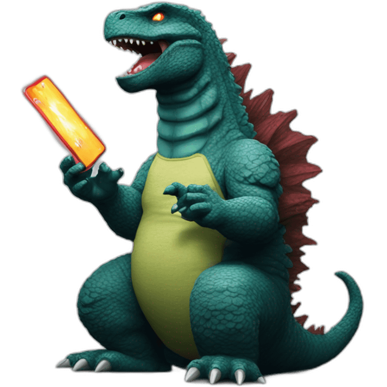 Godzilla playing videogames emoji