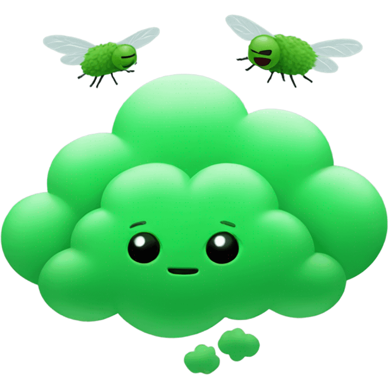 Green cloud with flies  emoji