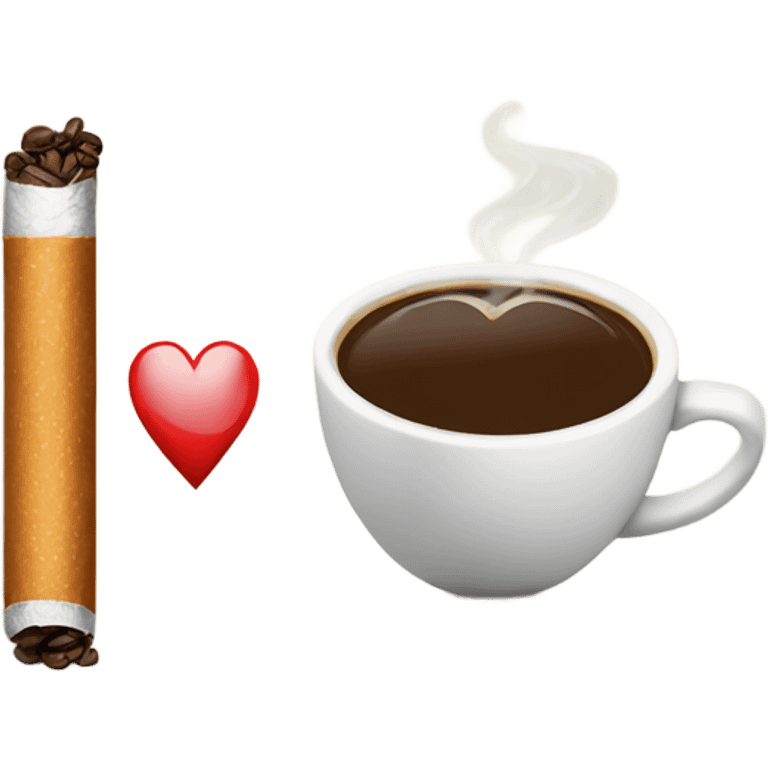 coffee and cigarette with a heart  emoji