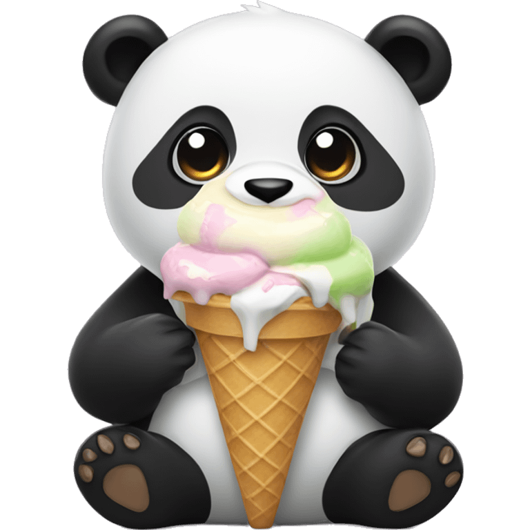 Panda eating ice cream emoji