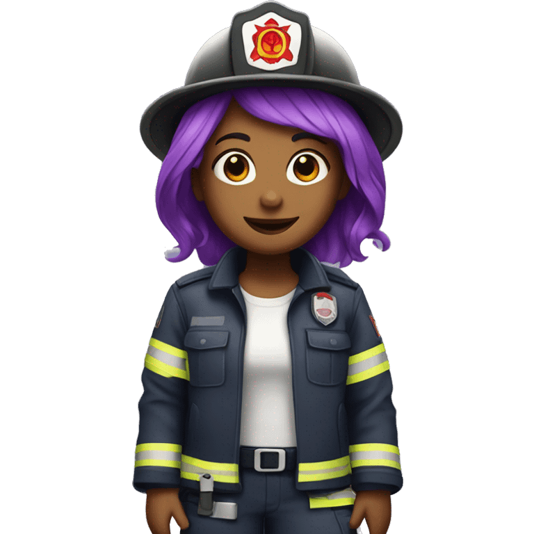 Girl with purple hair with firefighter outfit  emoji