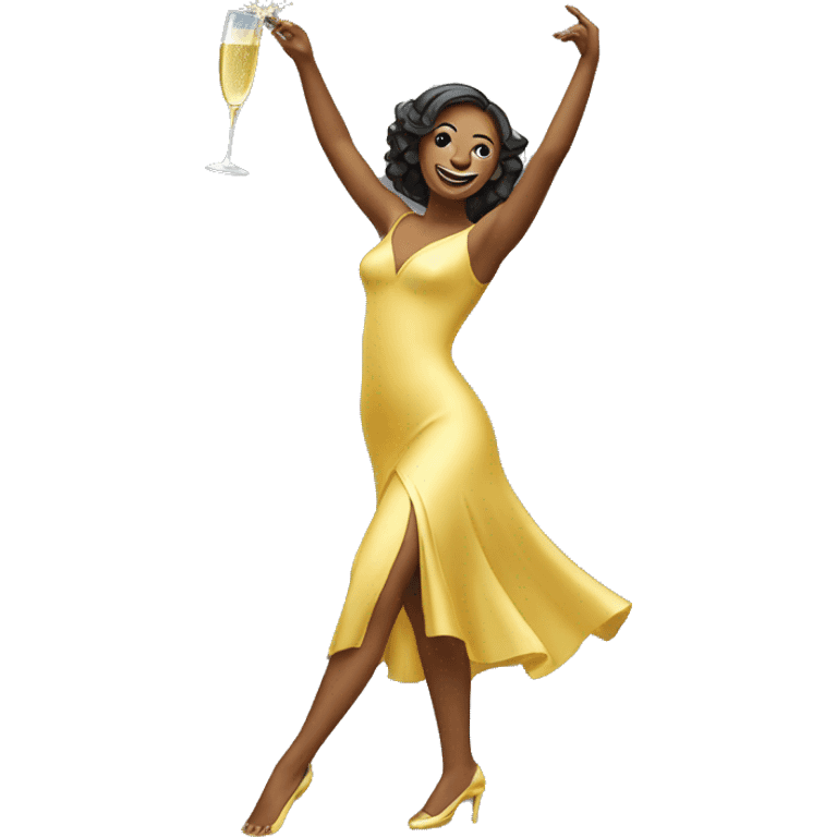 Dancing lady with champagne emoji