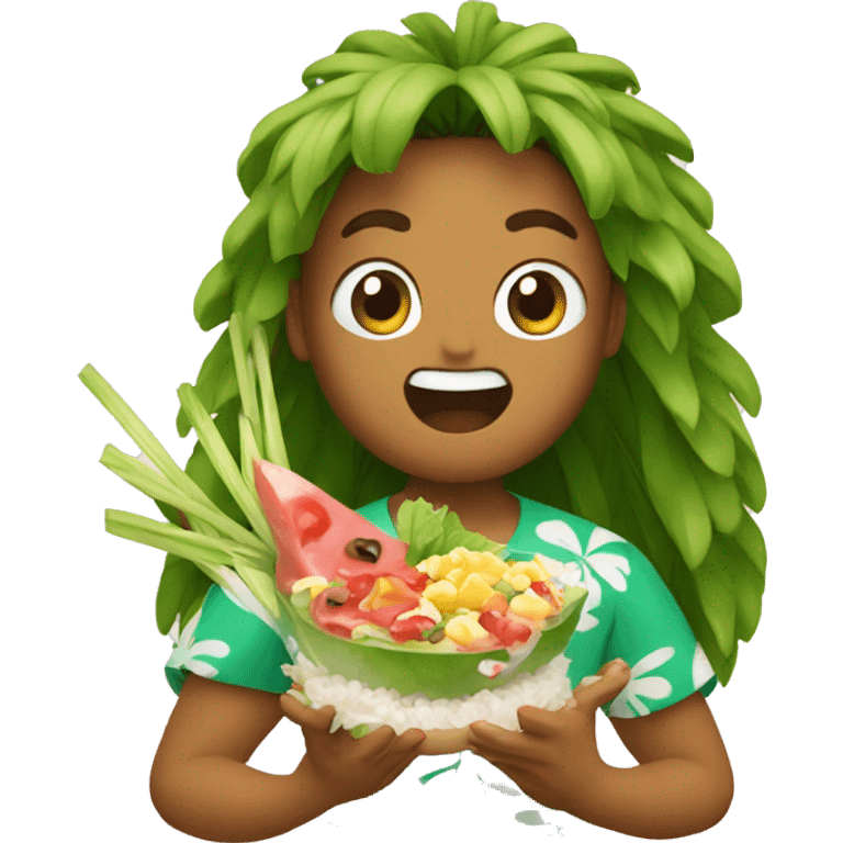 hawaian eating poke emoji