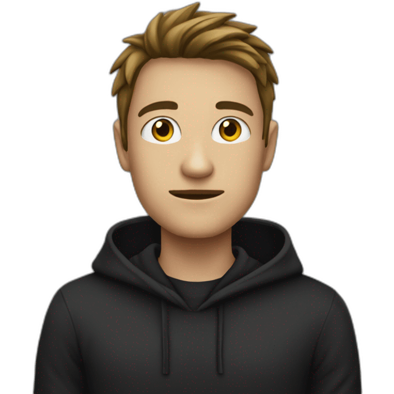 Hacker wearing black hoodie doing stop  emoji