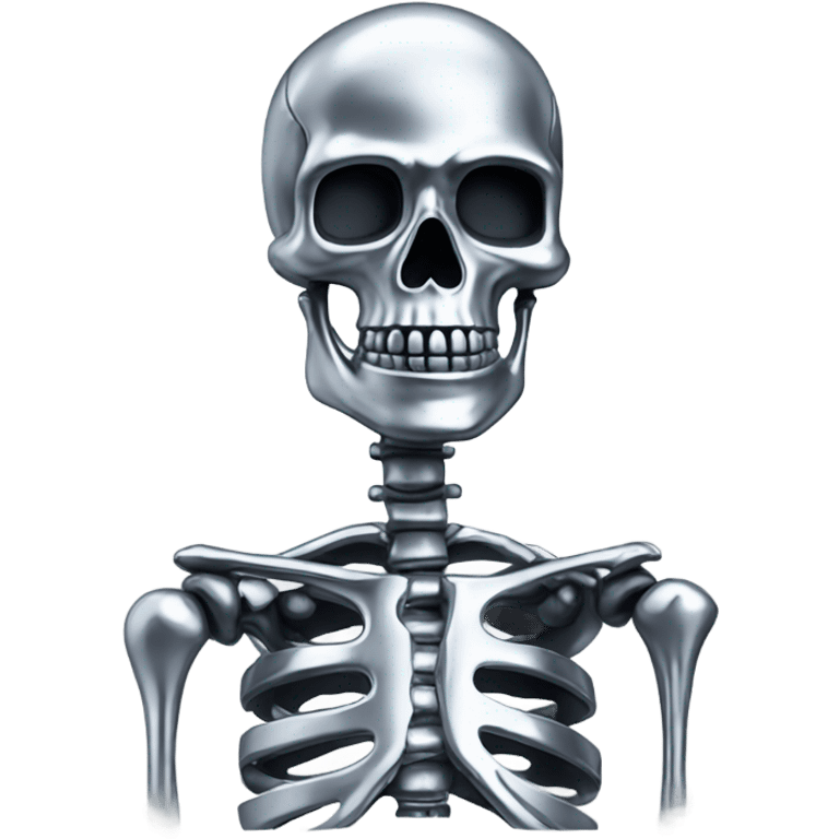 skeleton made out of chrome emoji