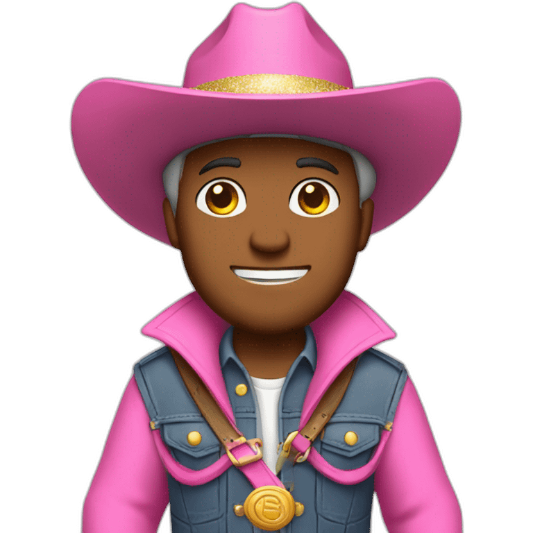 a cowboy wearing a pink hat and wearing a glittery belt. full body emoji