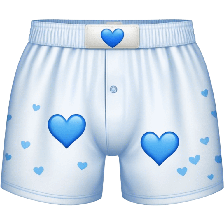 Blue heart patterned white boxers emoji