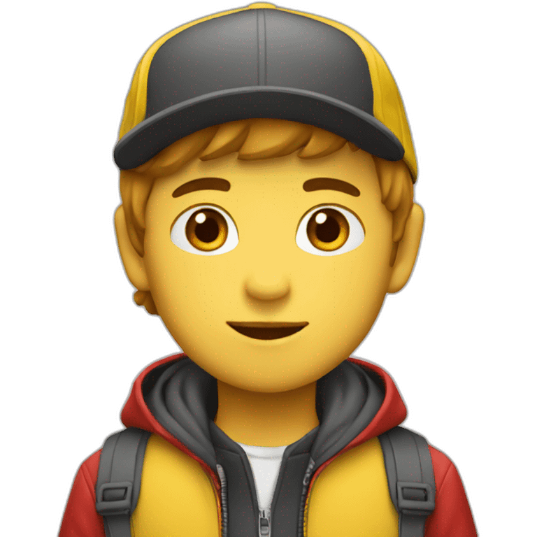 Yellow cap with boy with red jacket emoji