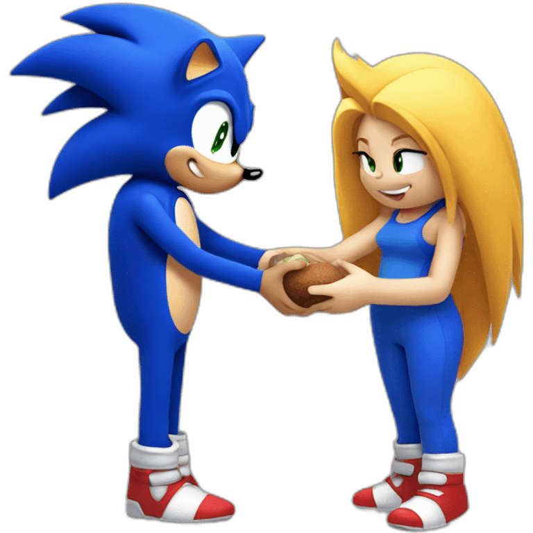 sonic the hedgehog touching a woman's stomach emoji