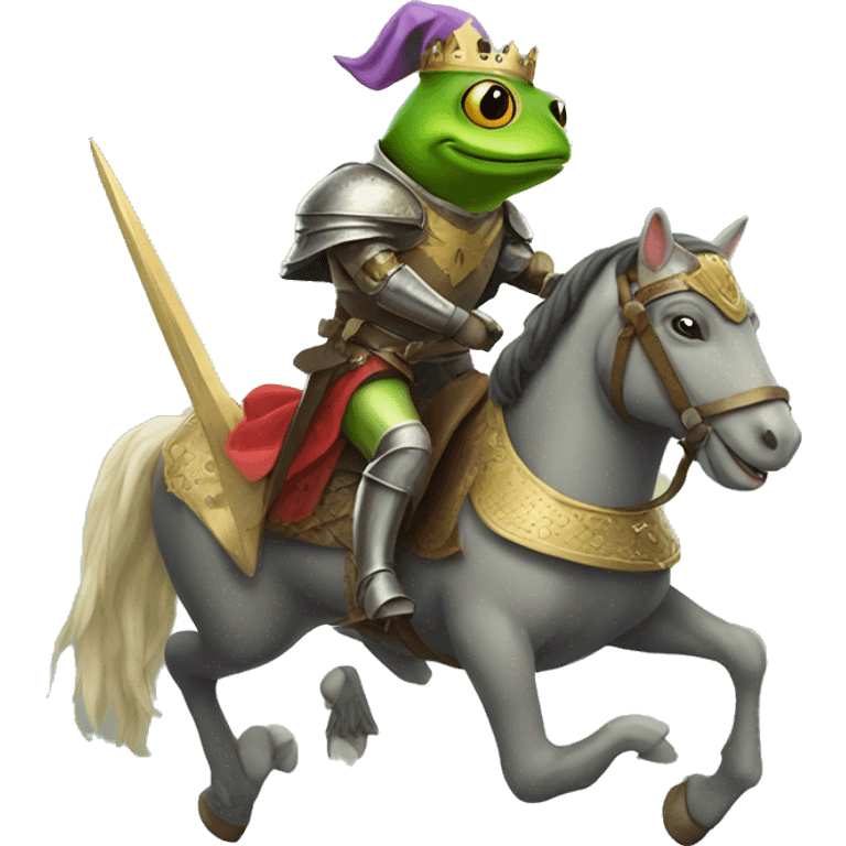 A frog knight riding a horse emoji