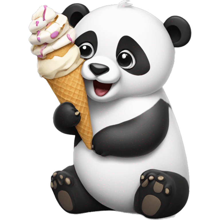 Panda eating ice cream emoji