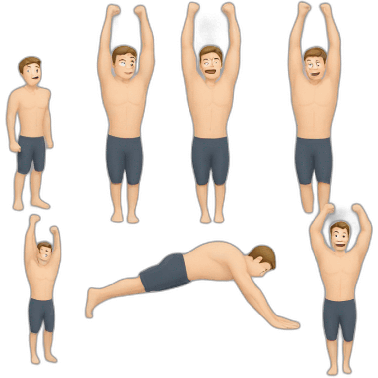 caucasian men doing morning stretch emoji