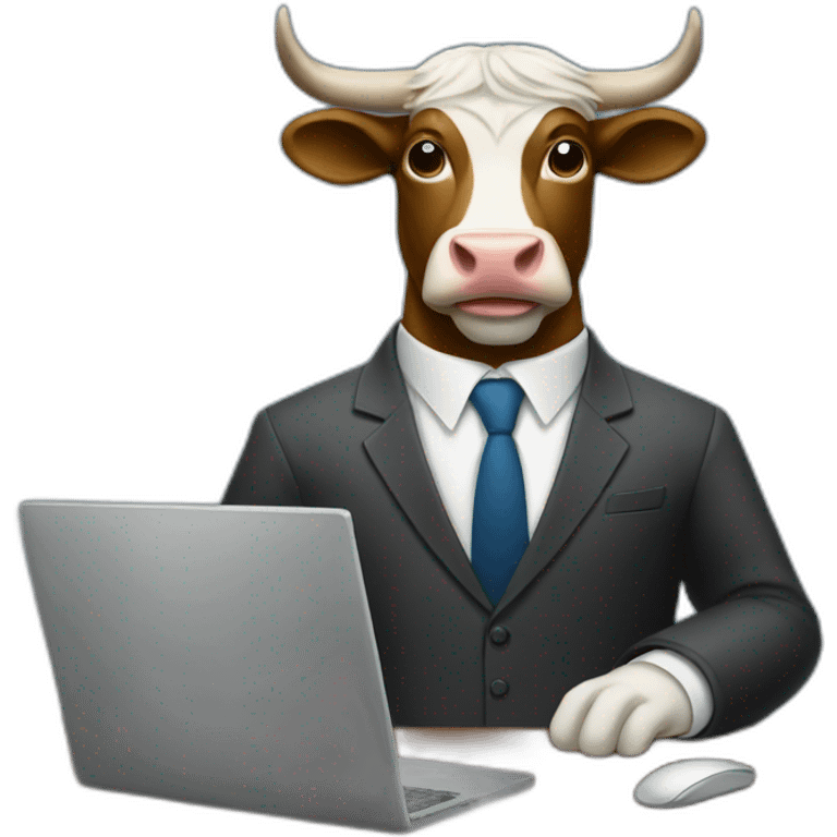  bull in a suit using a computer emoji