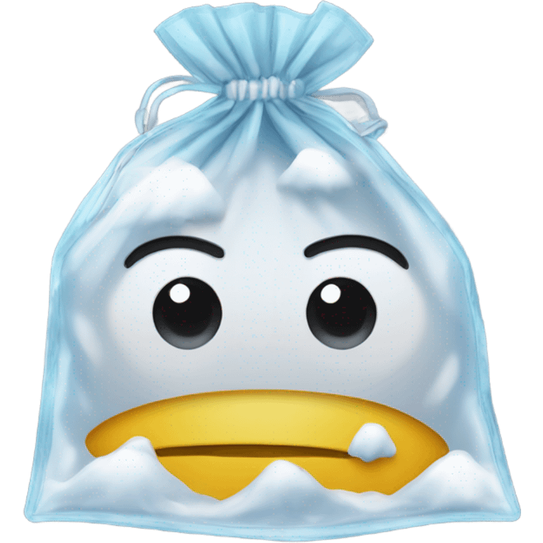 Snow in a see through zip lock bag emoji