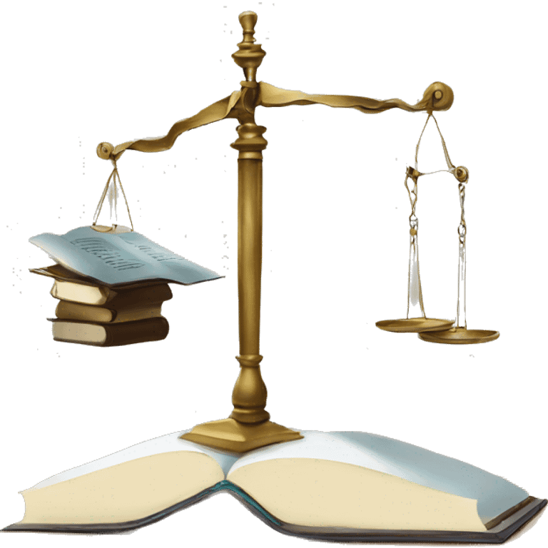 a balance of justice with a robot on one side and a book on the other side emoji