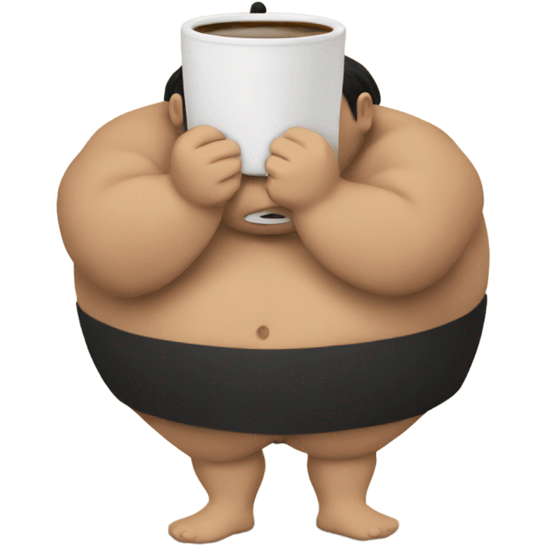 sumo wrestler with coffee emoji