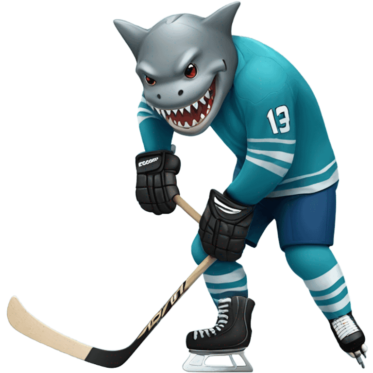 Shark playing hockey emoji