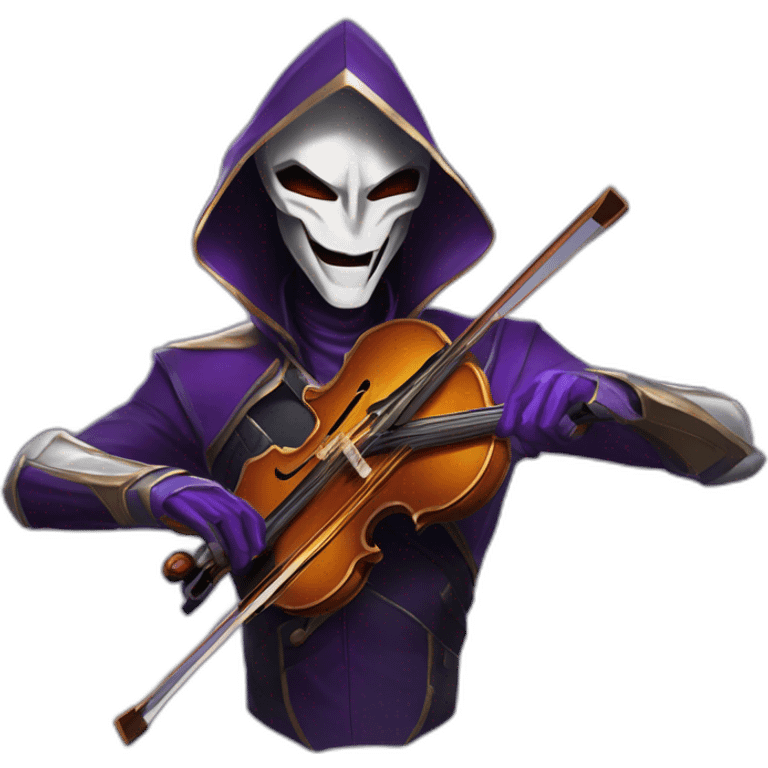 Jhin de league of legend qui joue du violon et qui porte son masque sur le visage (masque une haute qualité) emoji