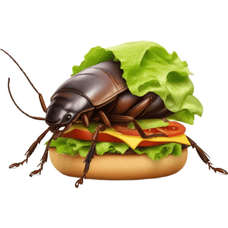 a cockroach eating a burger emoji