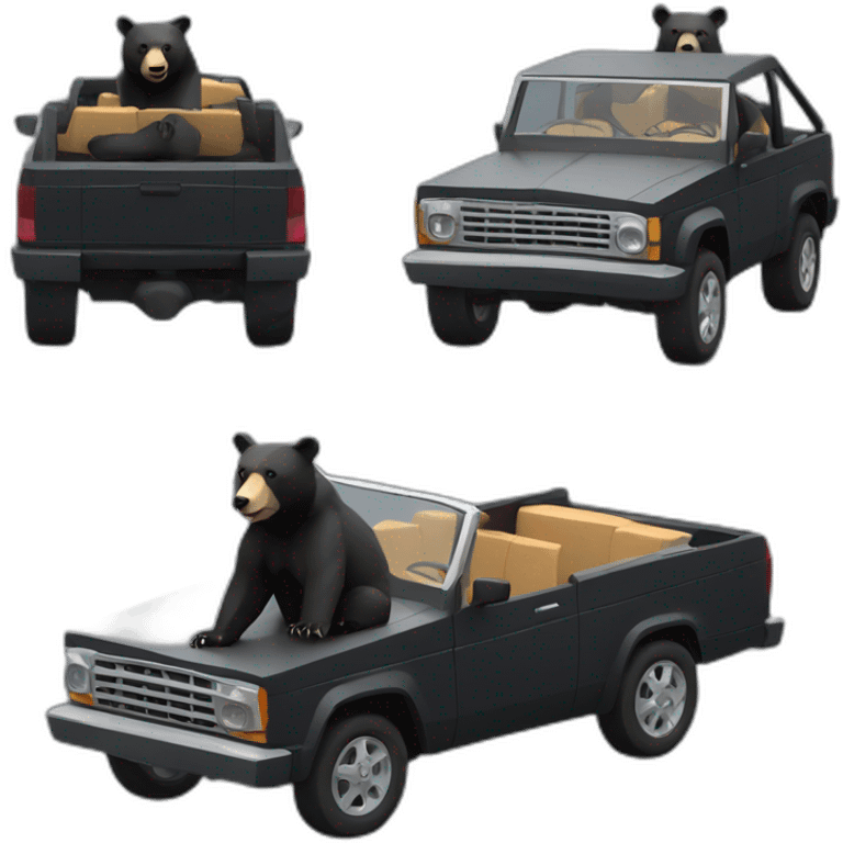 Lowpoly black bear in car emoji