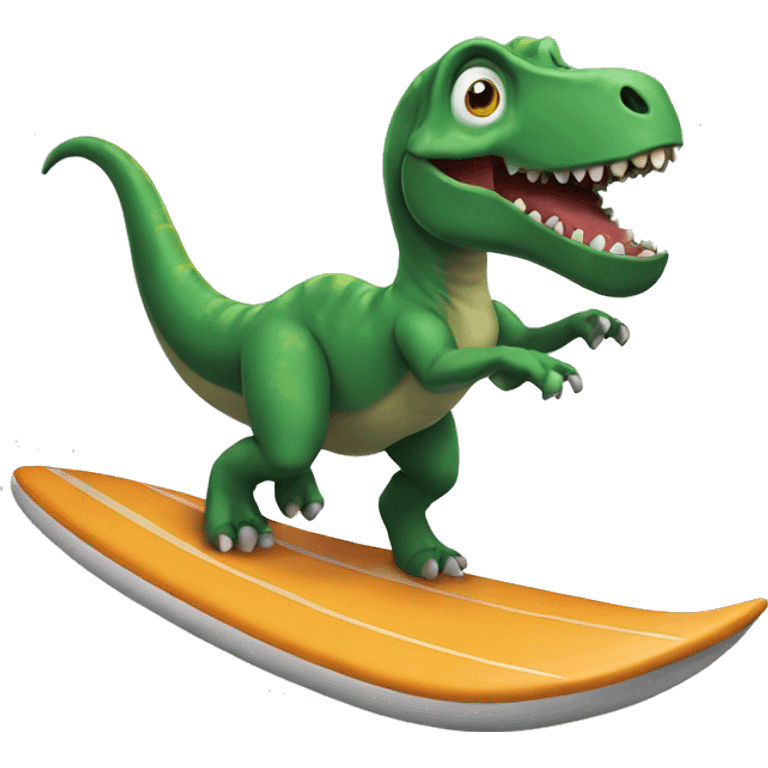 a dinosaur surfing  emoji