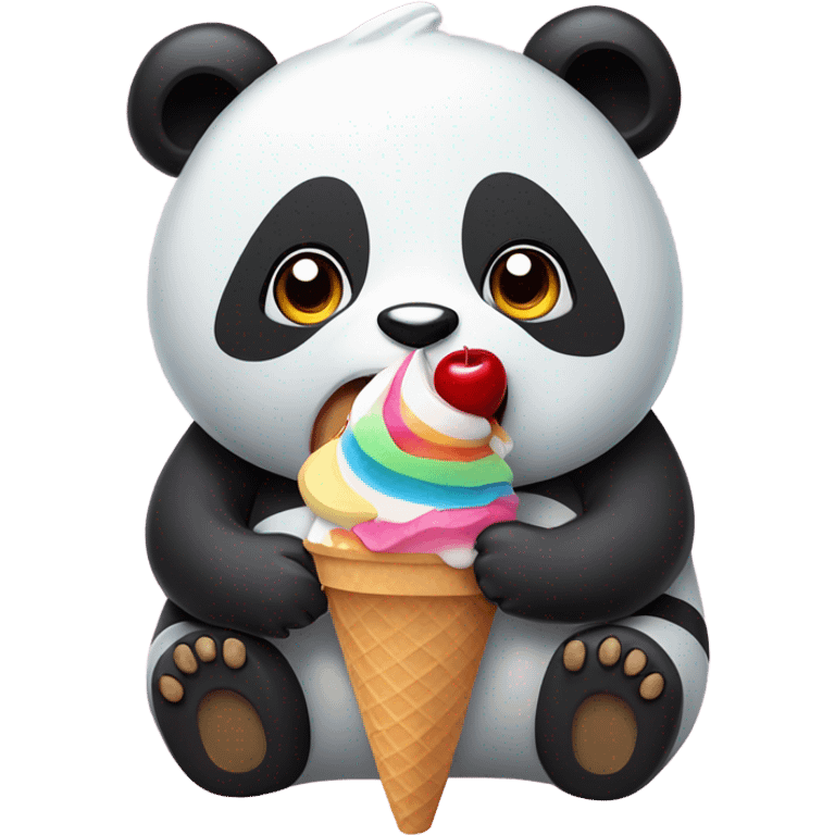 Panda eating ice cream emoji