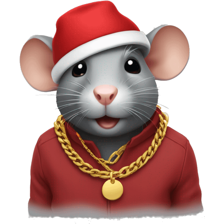 rat wearing red hat and gold chain emoji