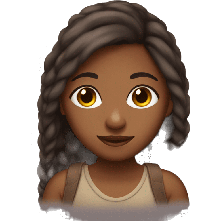 Cozy Brown skin girl with long back hair emoji