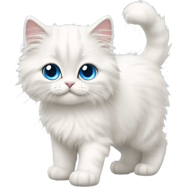 White siberian cat whit blue eyes kitten walking  emoji